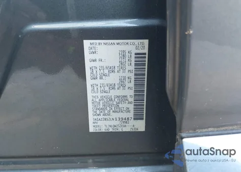 2020 Nissan Murano Sv Intelligent Awd from USA, damaged, VIN 5N1AZ2BS2LN139487